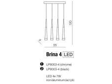 Lampa LED Wisząca Brina 4 Chrome LP9003-4