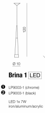 Lampa LED Wisząca Brina 1 Chrome LP9003-1